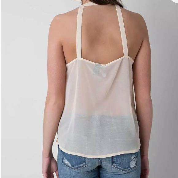 BKE Cream and Blue Dotted Tank Top - Picture 2 of 10